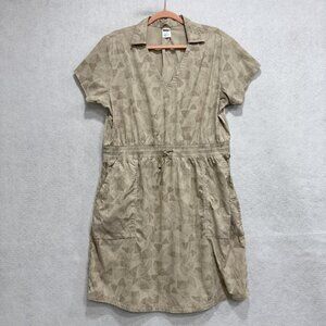 REI Co-op Dress Womens XL Tan Geometric Pattern Nylon Stretch Outdoor Pockets